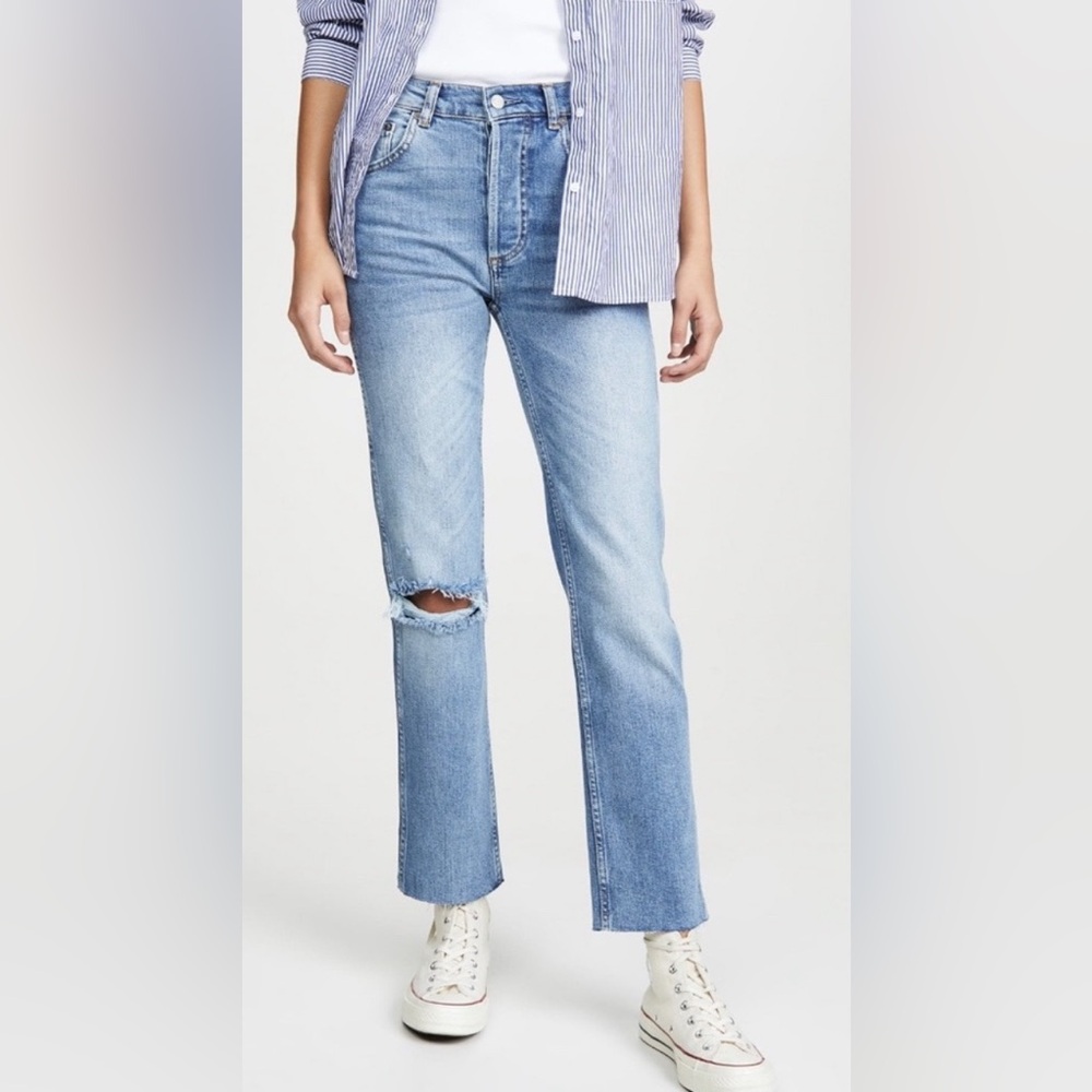 Boyish Jeans Dempsey Straight Leg High Rise Distressed EUC